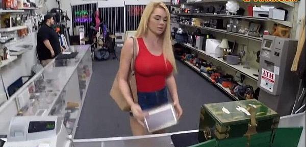  Busty blonde babe screwed by pawn dude